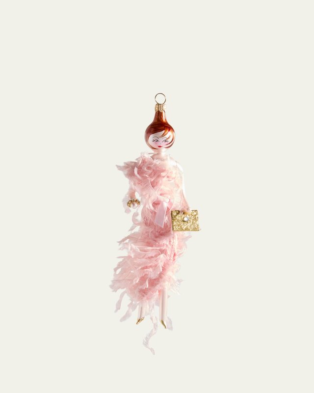 Fashionista in Blush Asymmetric Gown Christmas Ornament